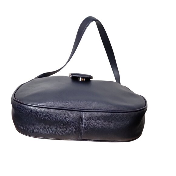 Talbots Soft Pebbled Black Leather Hobo Bag With Buckle - Picture 8 of 14